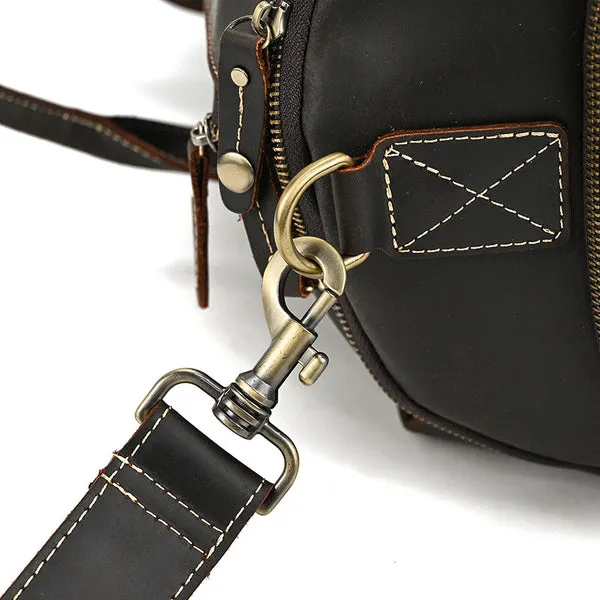 Full Grain Leather Garment Bag Mens Leather Duffel Bag Retro Leather Weekend Travel Bag Large Leather Gym Bag