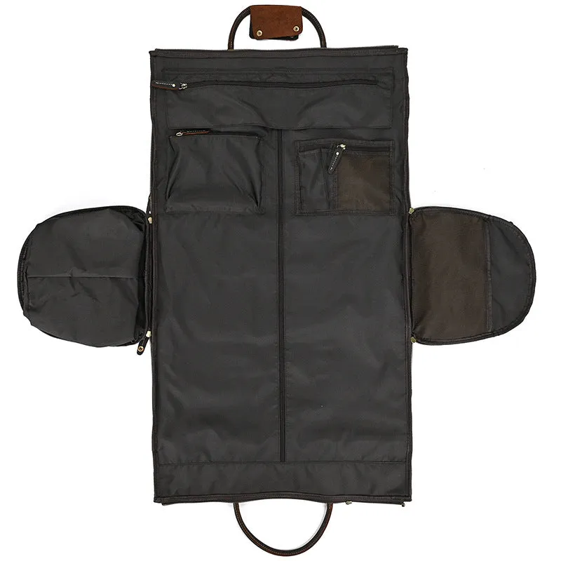 Full Grain Leather Garment Bag Mens Leather Duffel Bag Retro Leather Weekend Travel Bag Large Leather Gym Bag