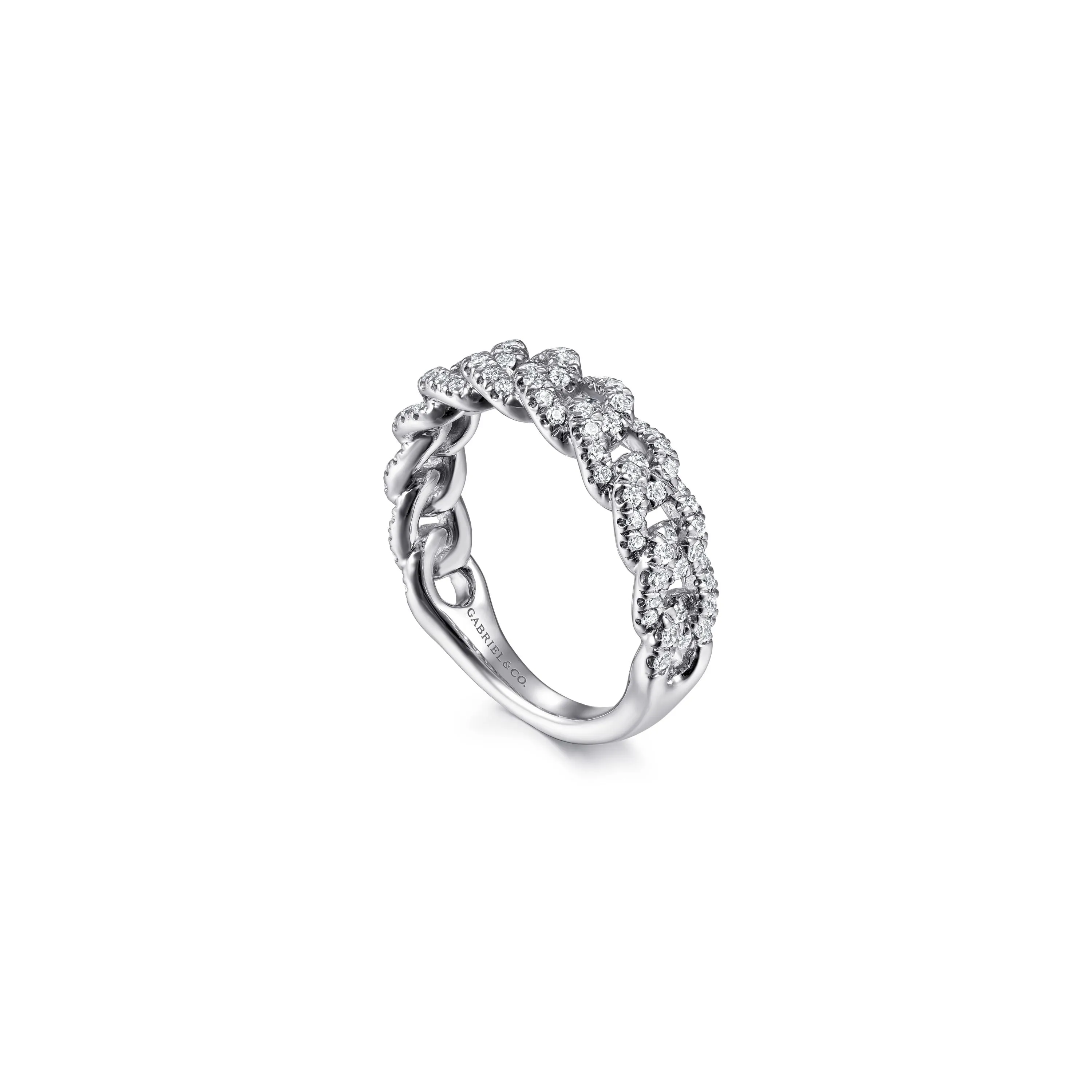 Gabriel & Co. Stackable Curb Link Diamond Ring