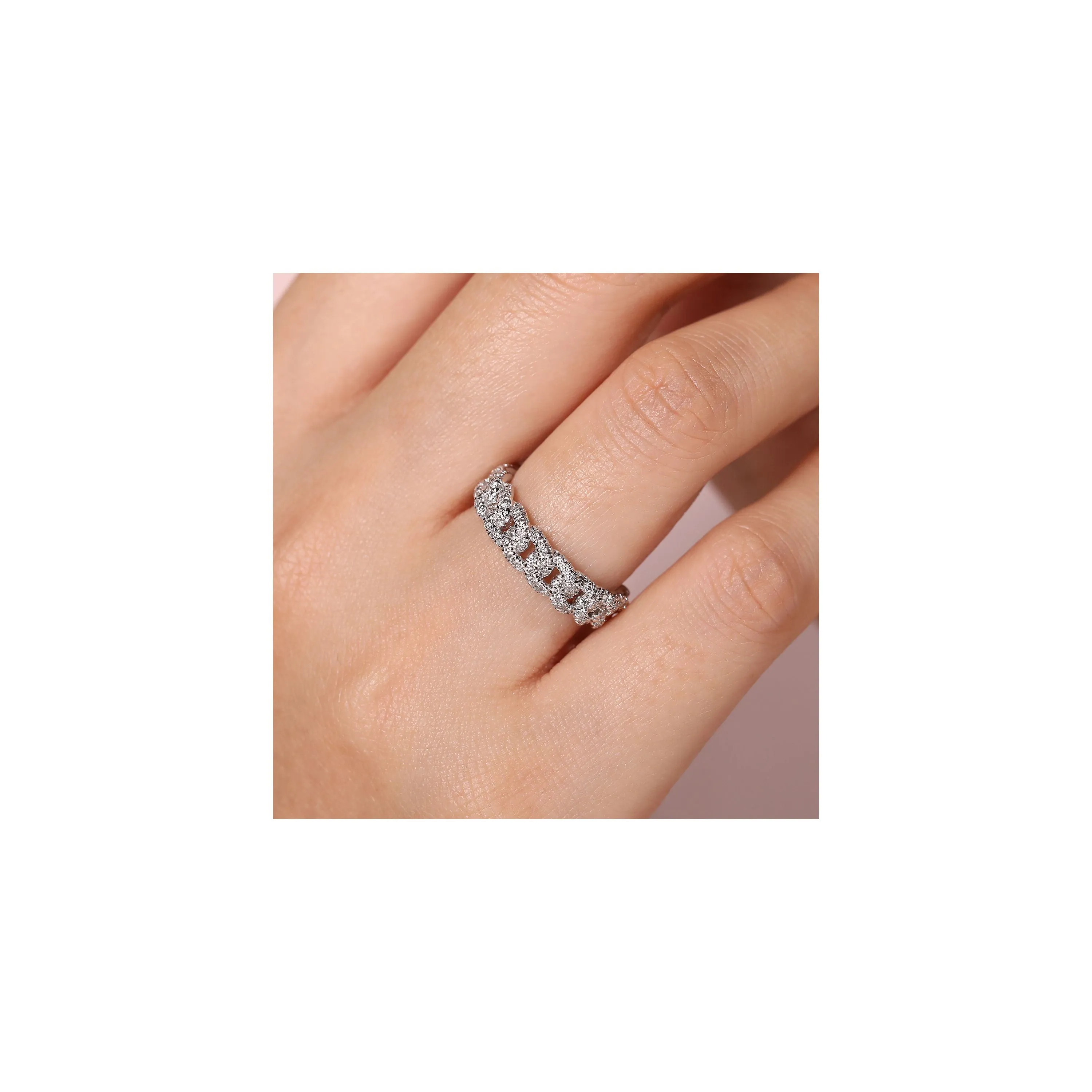 Gabriel & Co. Stackable Curb Link Diamond Ring