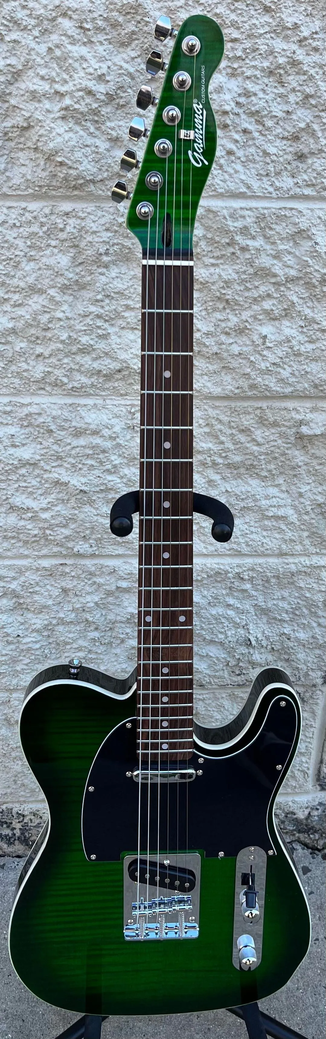 GAMMA [SOLD] Custom TG22-01, Delta Star Model Guitar, Quilted Flame Gamma Green
