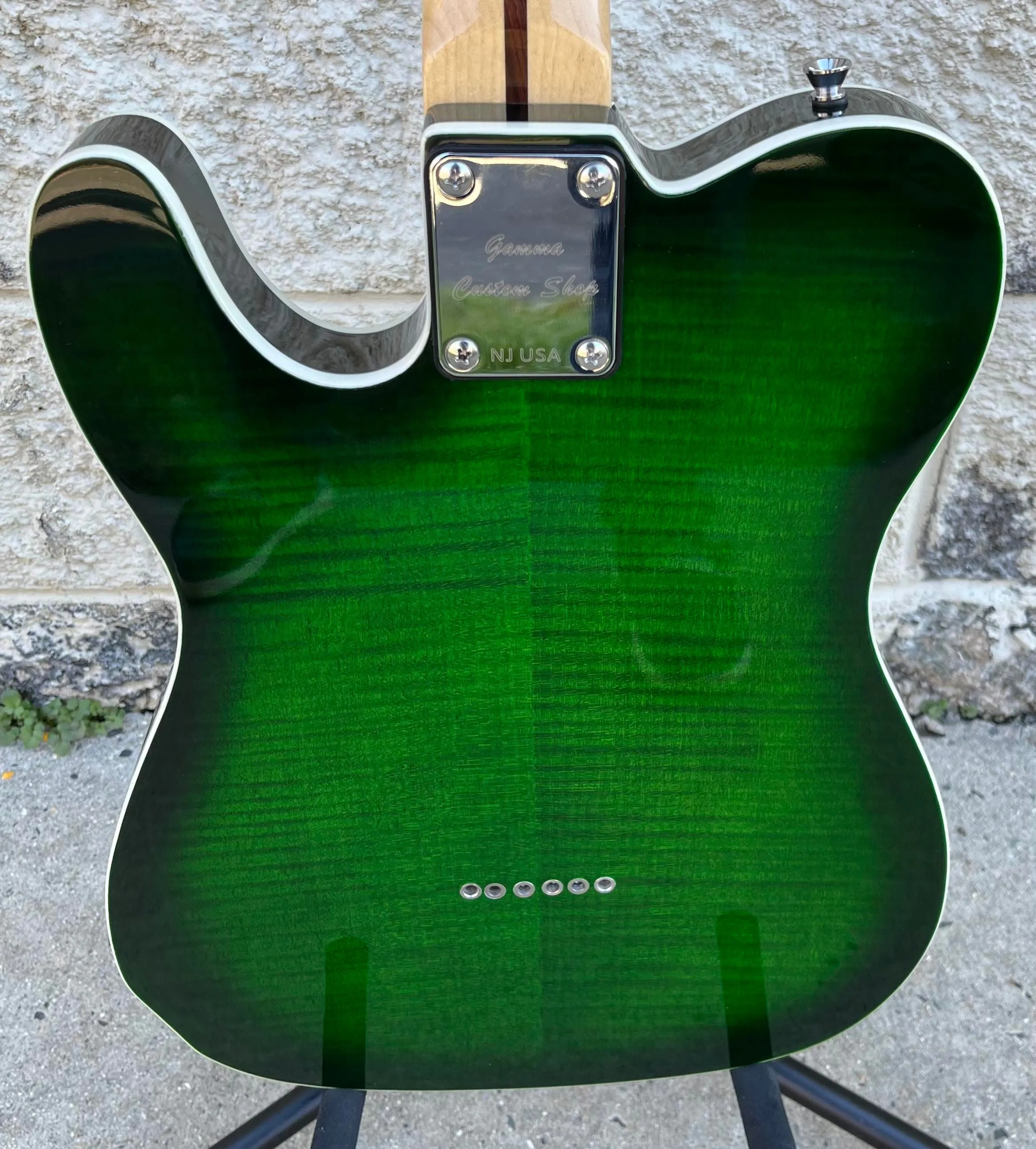 GAMMA [SOLD] Custom TG22-01, Delta Star Model Guitar, Quilted Flame Gamma Green