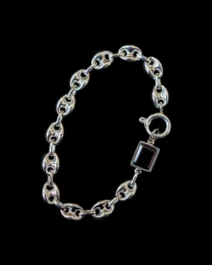 Garnet Gem on Puffy Mariner Link Bracelet