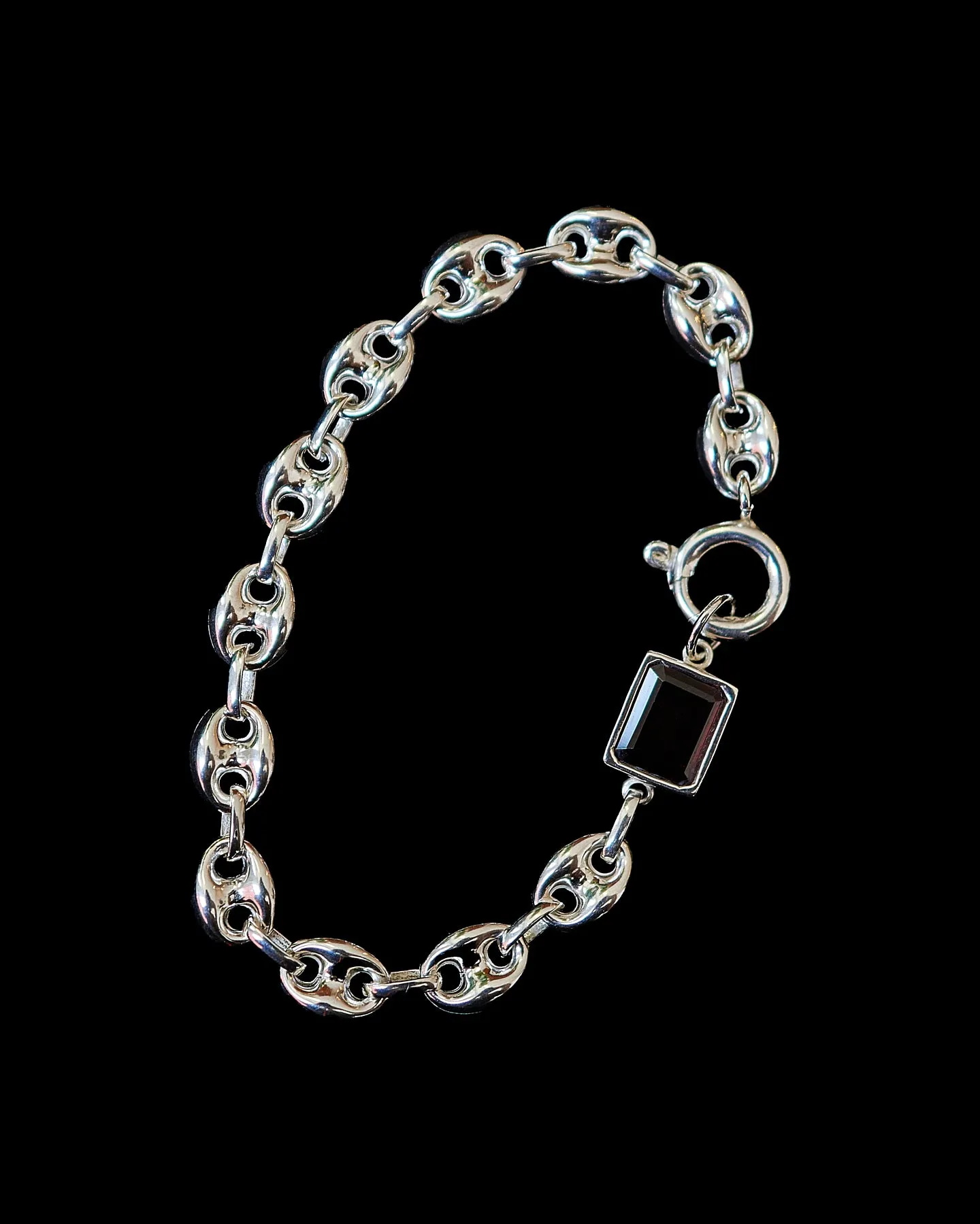 Garnet Gem on Puffy Mariner Link Bracelet