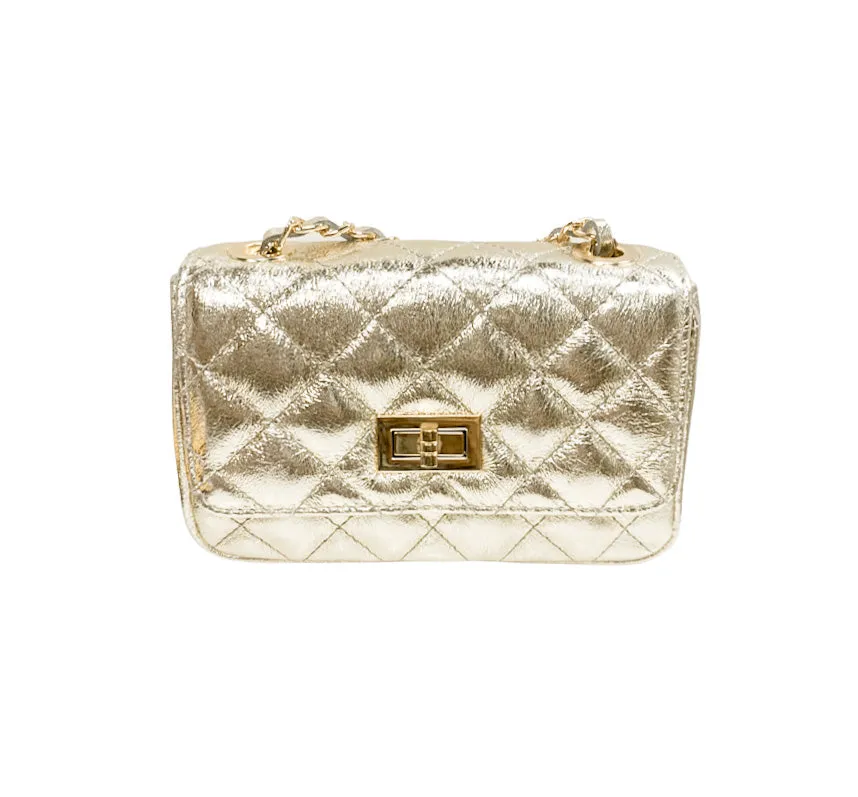 German Fuentes Handbag Quilted Gold