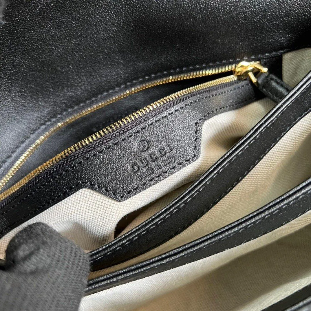 gg Small gg Top Handle Bag Black For Women, Women&#8217;s Bags 17.7in/19cm gg‎ 675791 UD9AG 1000