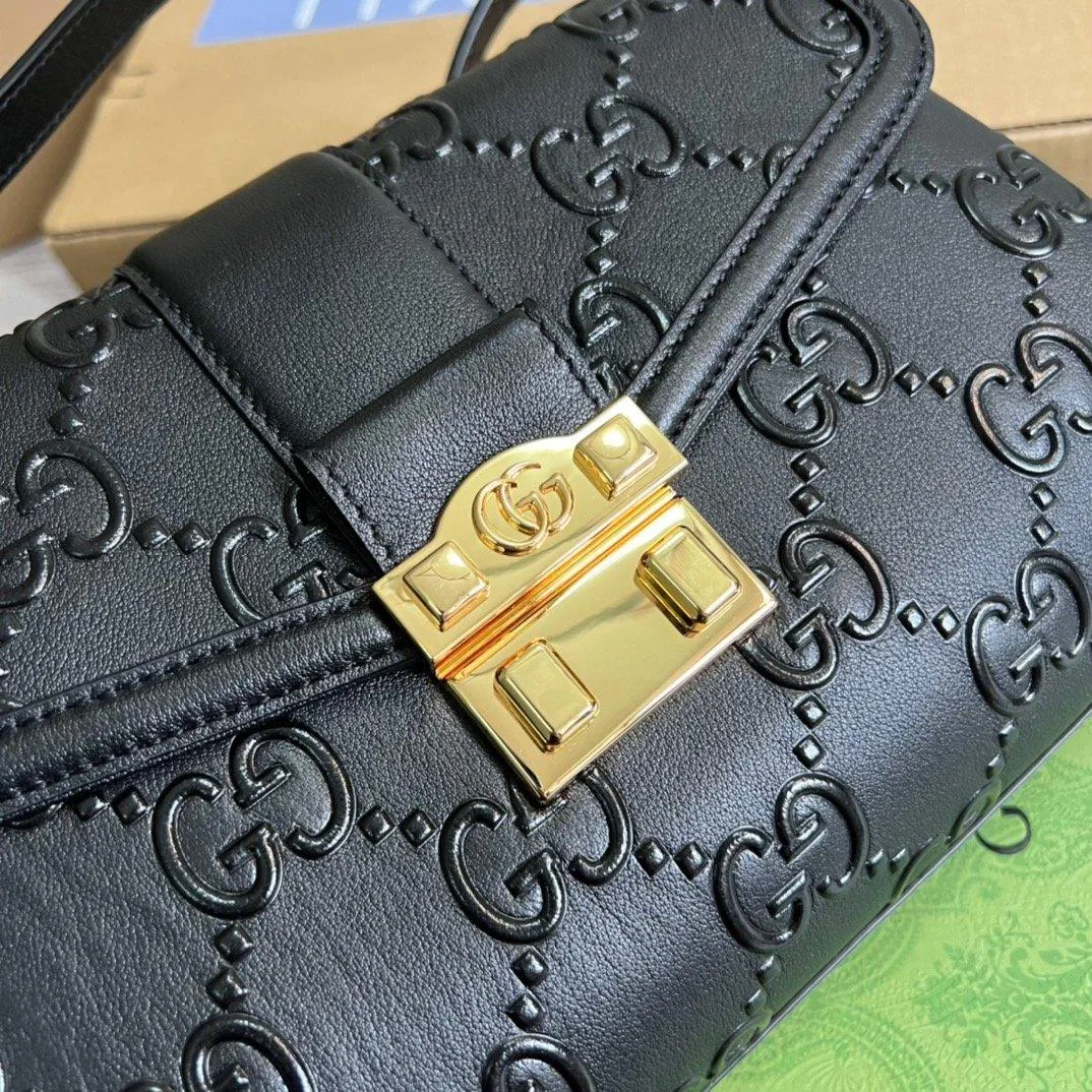 gg Small gg Top Handle Bag Black For Women, Women&#8217;s Bags 17.7in/19cm gg‎ 675791 UD9AG 1000