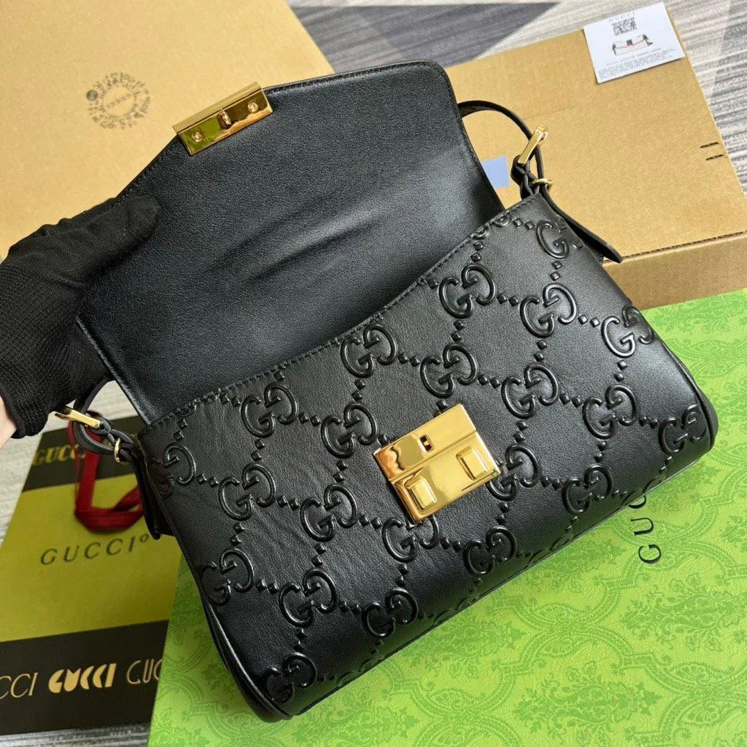 gg Small gg Top Handle Bag Black For Women, Women&#8217;s Bags 17.7in/19cm gg‎ 675791 UD9AG 1000