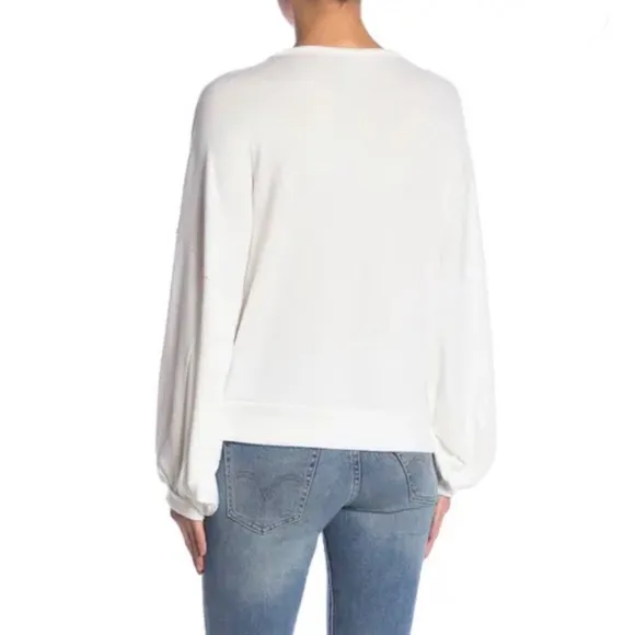 GO COUTURE CREW NECK DOLMAN BALLOON SLEEVE SWEATER