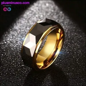 Gold Color Tungsten Ring For Men Jewelry 8MM Black Carbide