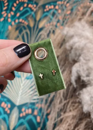 Gold Cross Stud Earrings