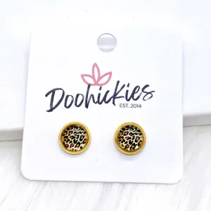 Golden Leopard Singles in Gold Settings -Earrings
