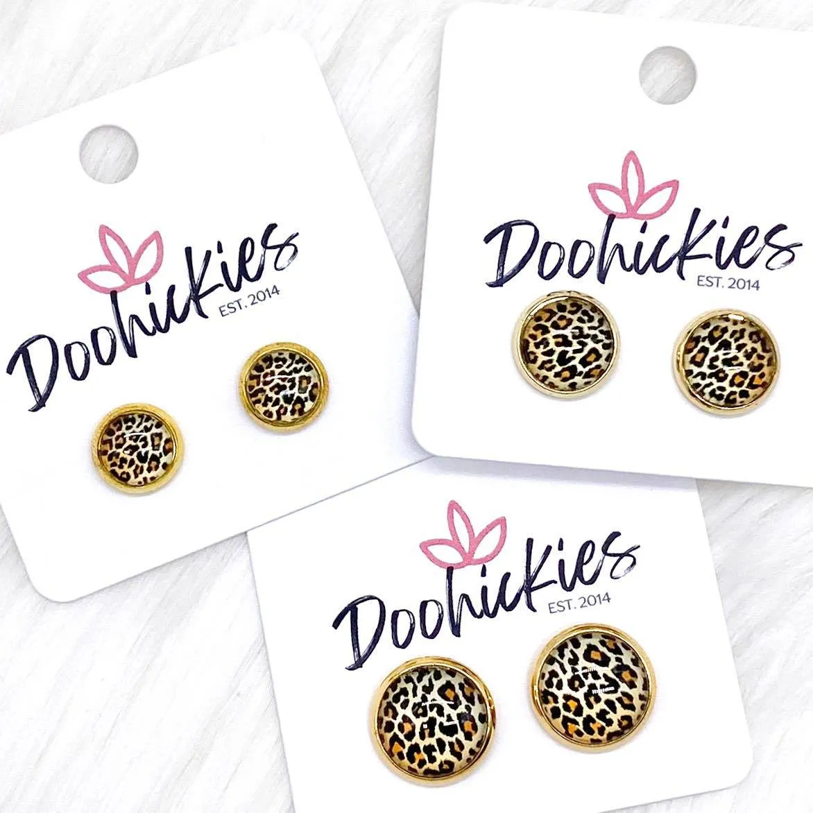 Golden Leopard Singles in Gold Settings -Earrings