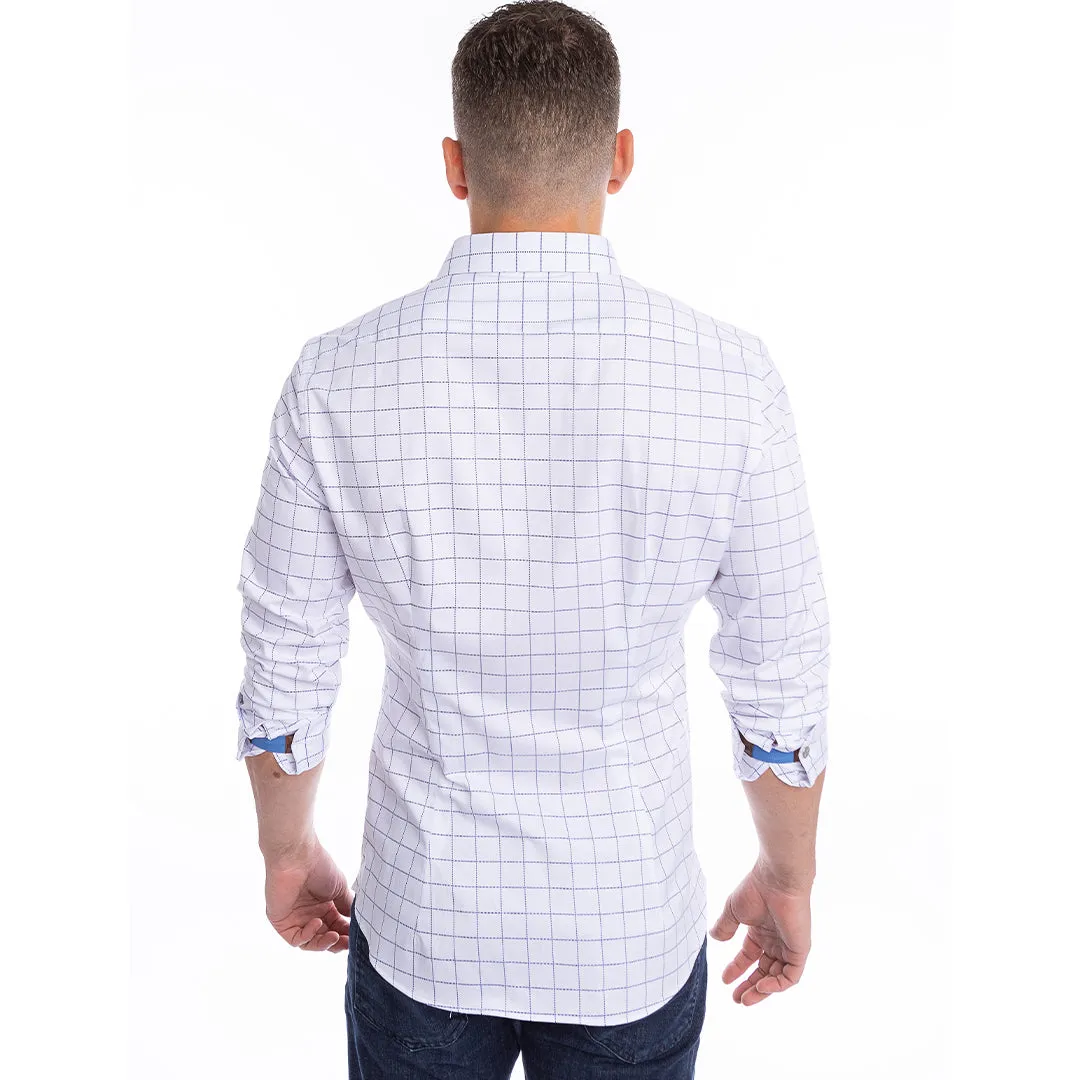goTIELESS Ultimate Dress Shirt (White/Navy Windowpane)