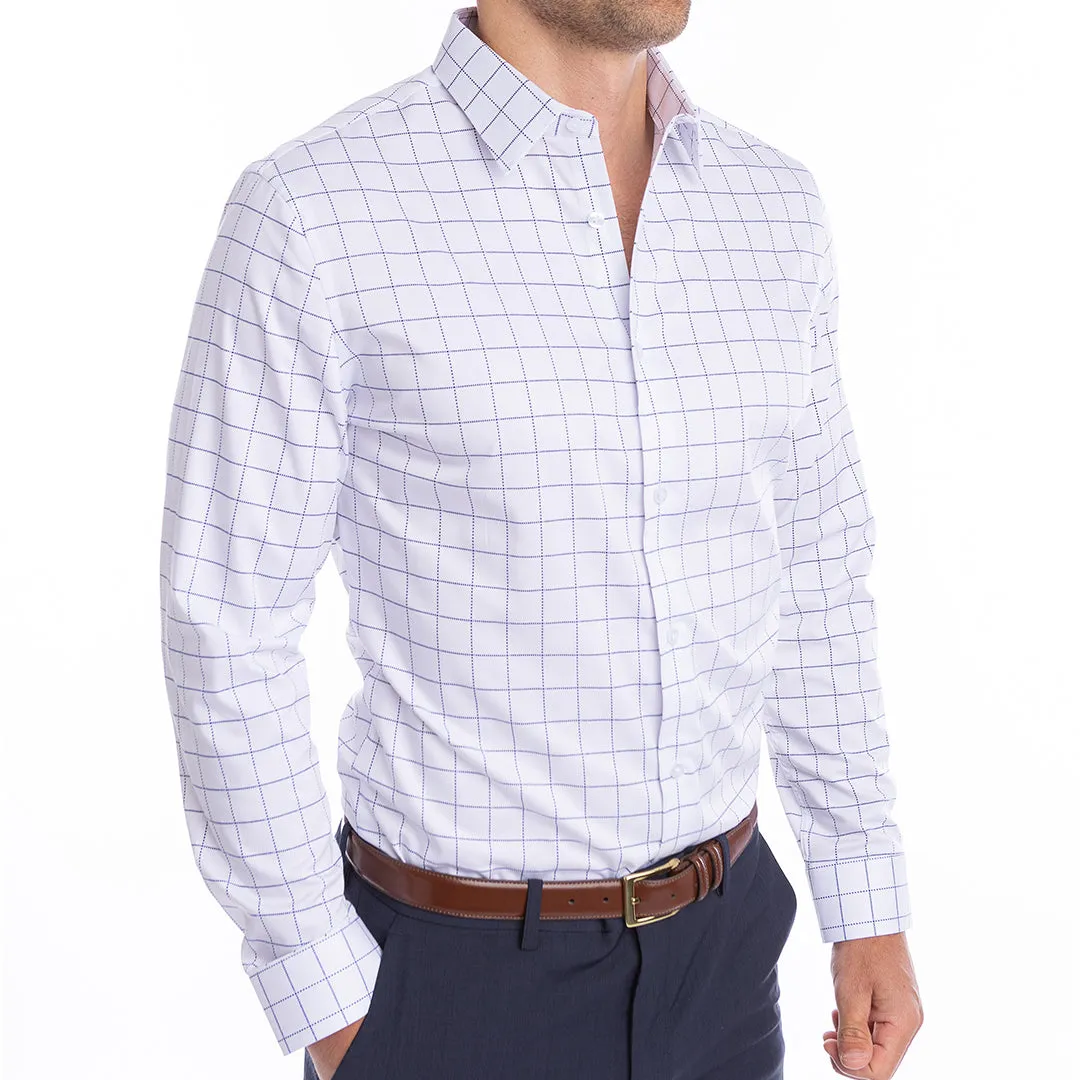 goTIELESS Ultimate Dress Shirt (White/Navy Windowpane)