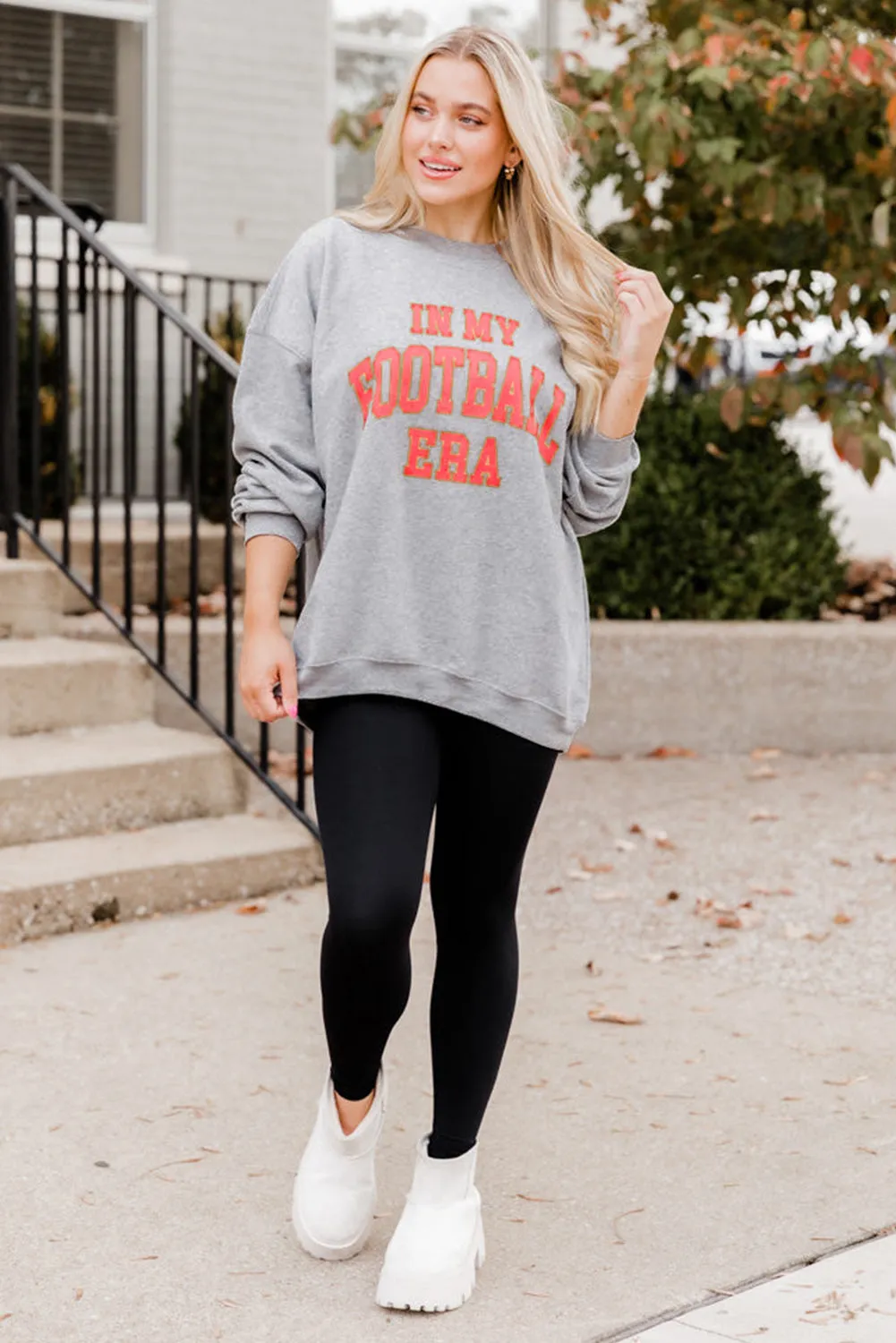 Gray IN MY FOOTBALL ERA Drop Shoulder Sweatshirt