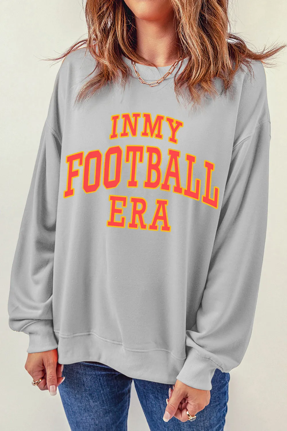 Gray IN MY FOOTBALL ERA Drop Shoulder Sweatshirt