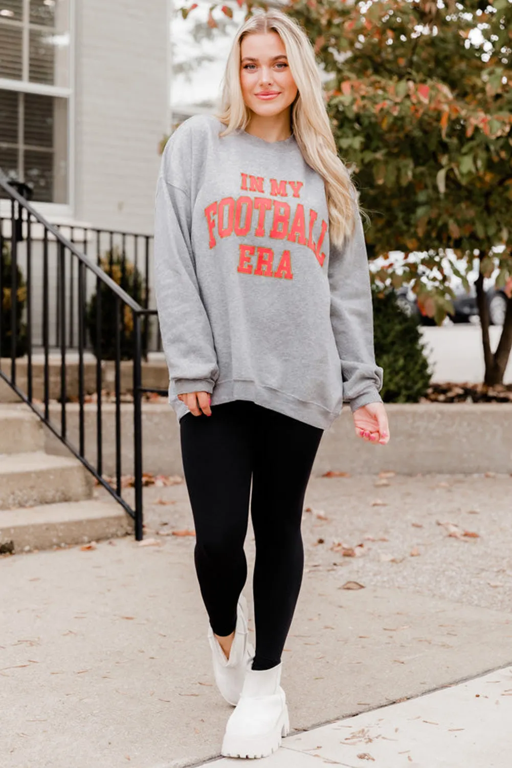 Gray IN MY FOOTBALL ERA Drop Shoulder Sweatshirt