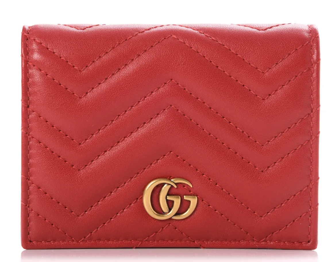 GUCCI Calfskin Matelasse GG Marmont Passport Case In Red