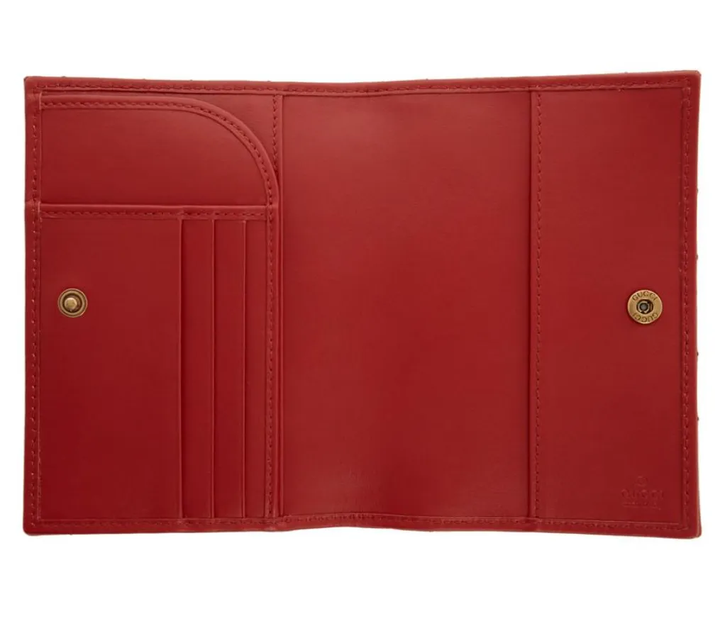 GUCCI Calfskin Matelasse GG Marmont Passport Case In Red