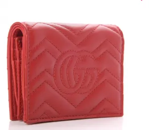 GUCCI Calfskin Matelasse GG Marmont Passport Case In Red