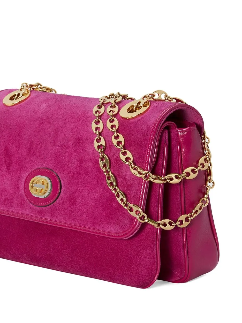 Gucci GG Suede Marina Shoulder Bag in Pink