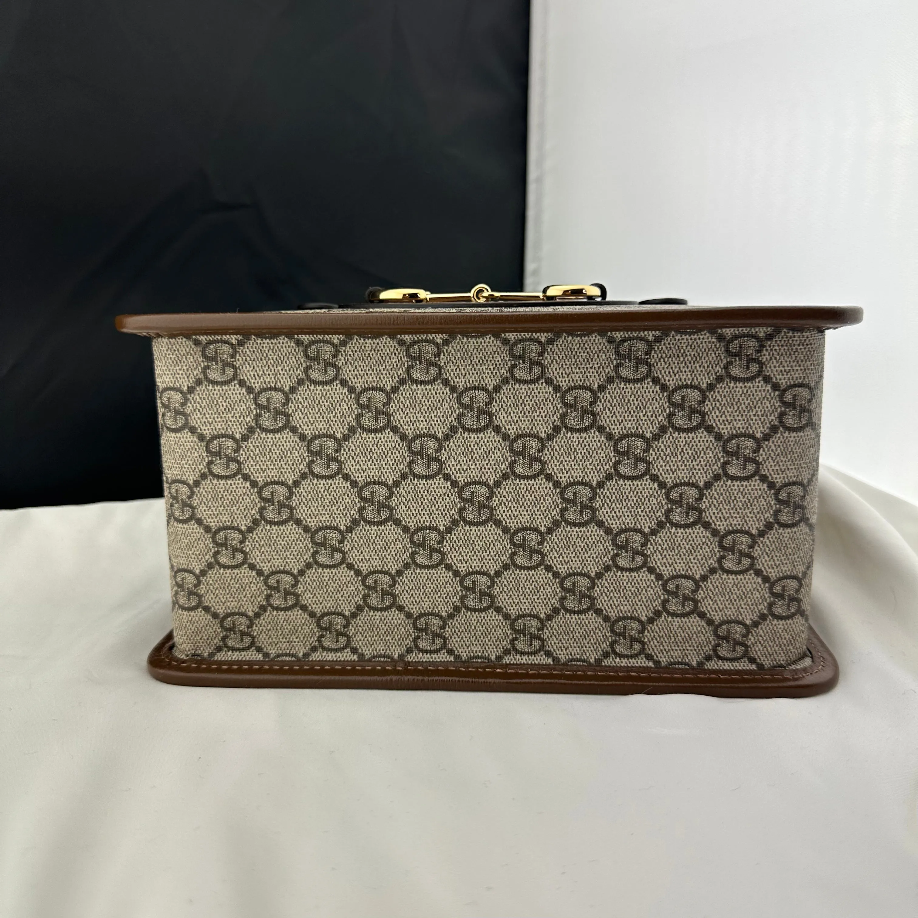 Gucci Horsebit 1955 GG Mini Top Handle Bag in Brown