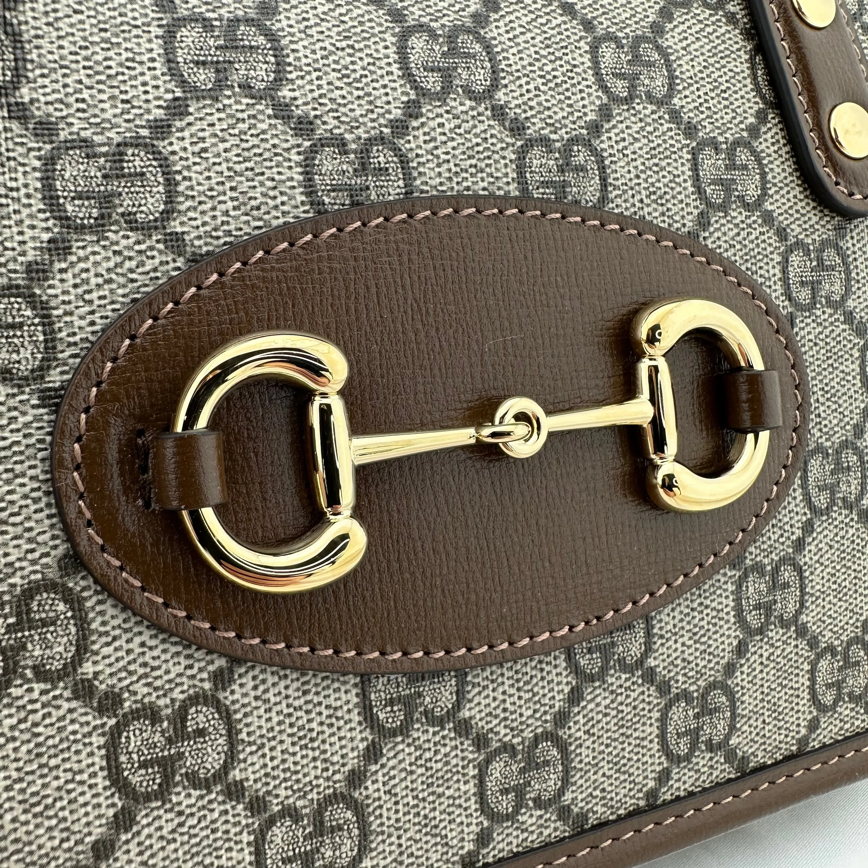 Gucci Horsebit 1955 GG Mini Top Handle Bag in Brown