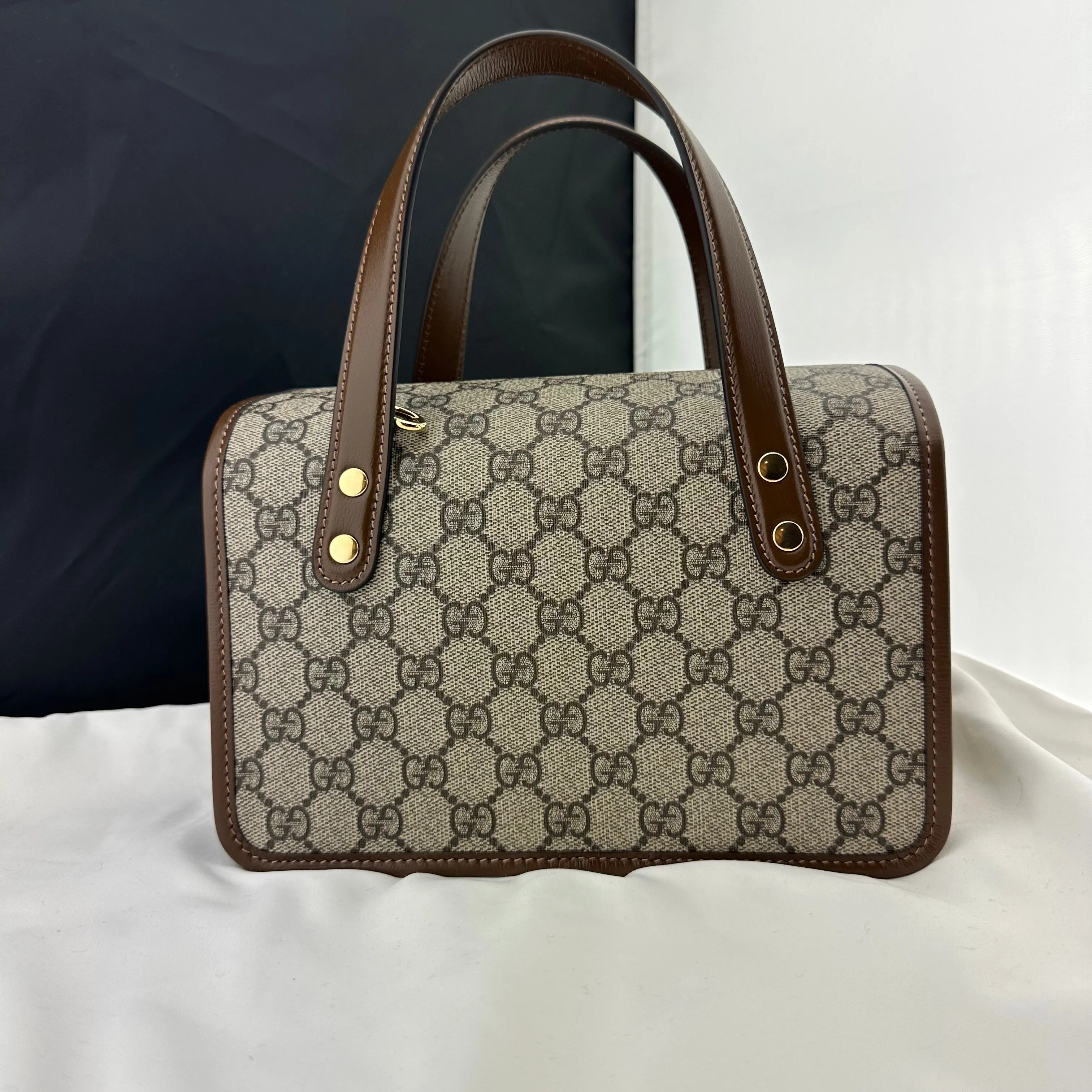 Gucci Horsebit 1955 GG Mini Top Handle Bag in Brown