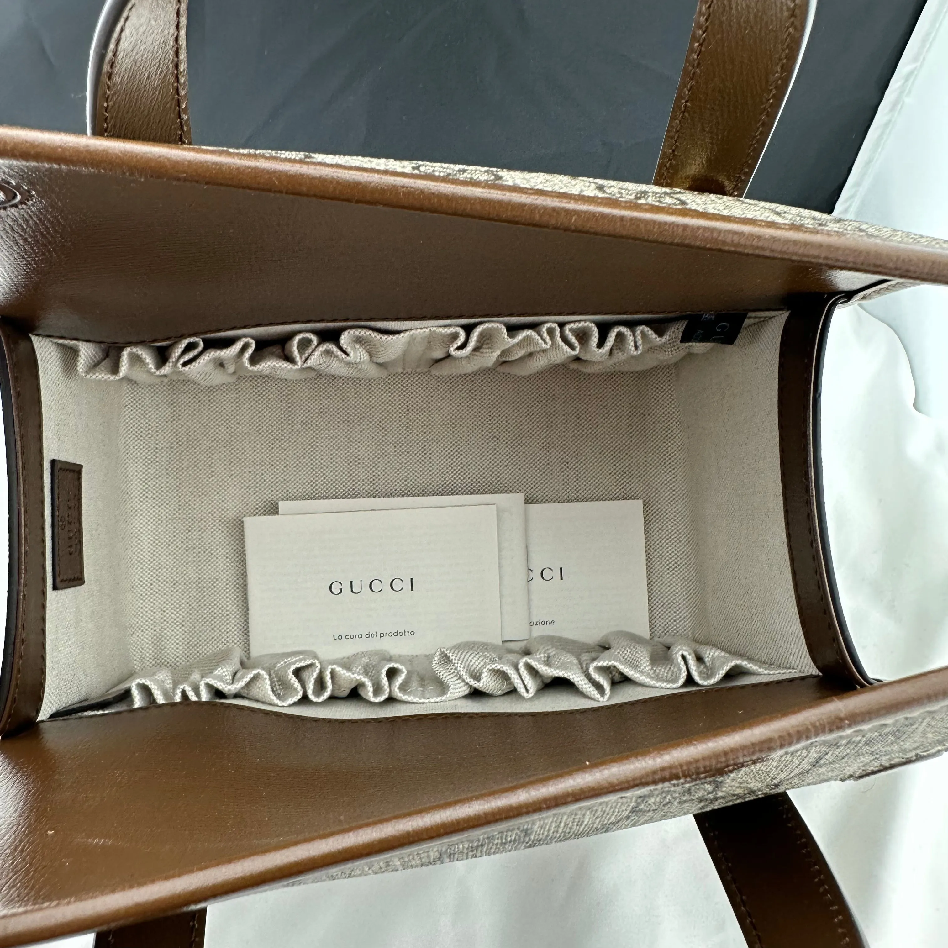 Gucci Horsebit 1955 GG Mini Top Handle Bag in Brown