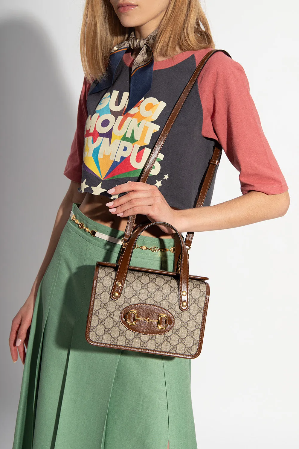 Gucci Horsebit 1955 GG Mini Top Handle Bag in Brown