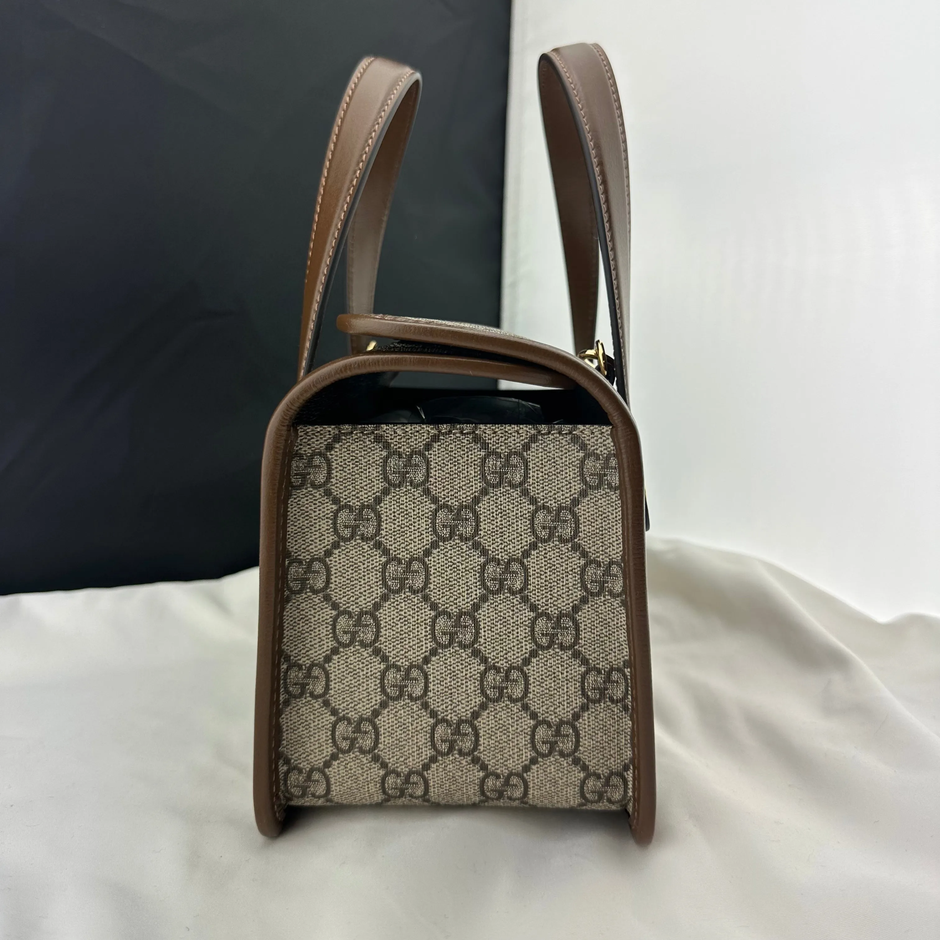 Gucci Horsebit 1955 GG Mini Top Handle Bag in Brown