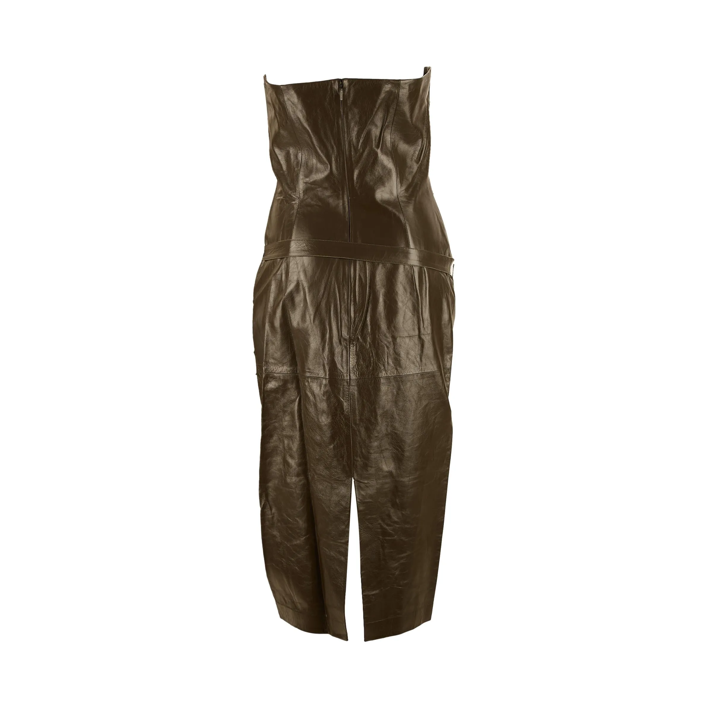 Gucci Olive Leather Dress