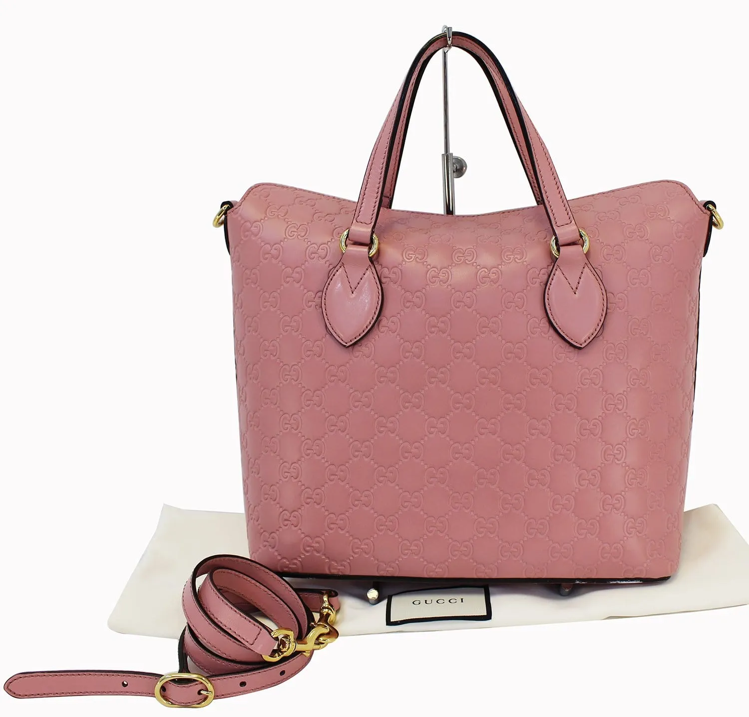 GUCCI Pink Signature Guccissima Leather Top Handle Bag 428226