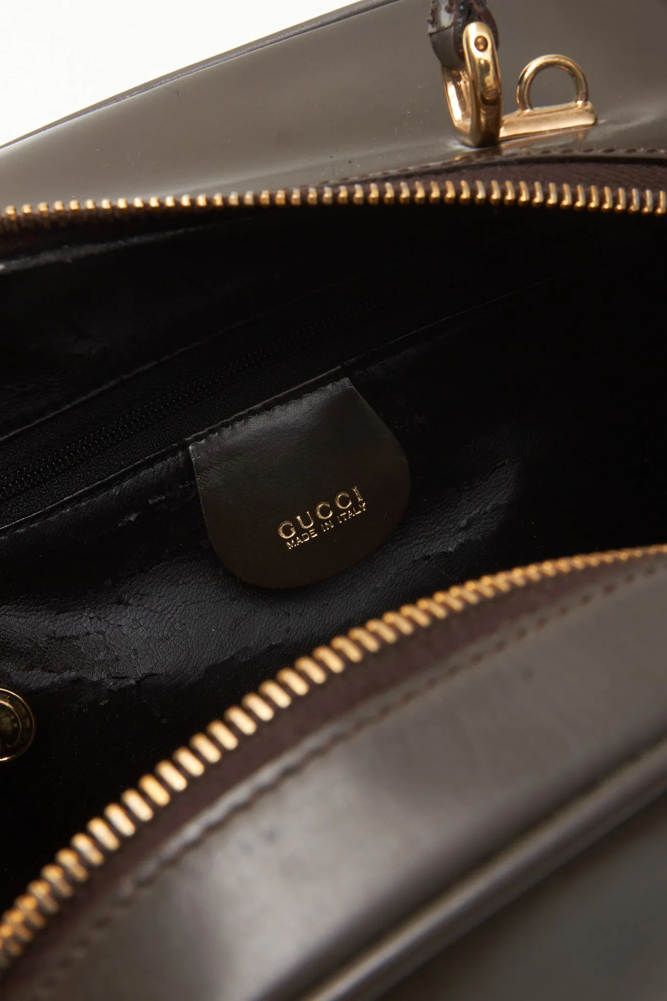 Gucci Vintage Brown Leather Vanity Top Handle Bag