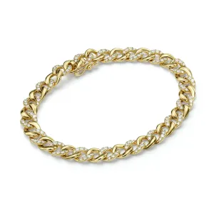 Half Set Pave Diamond Chain Link Bracelet