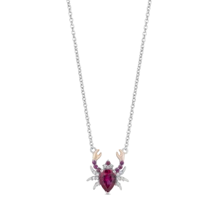 Hallmark Fine Jewelry Sterling Silver and 14K Rose Gold Created Ruby Crab Necklace