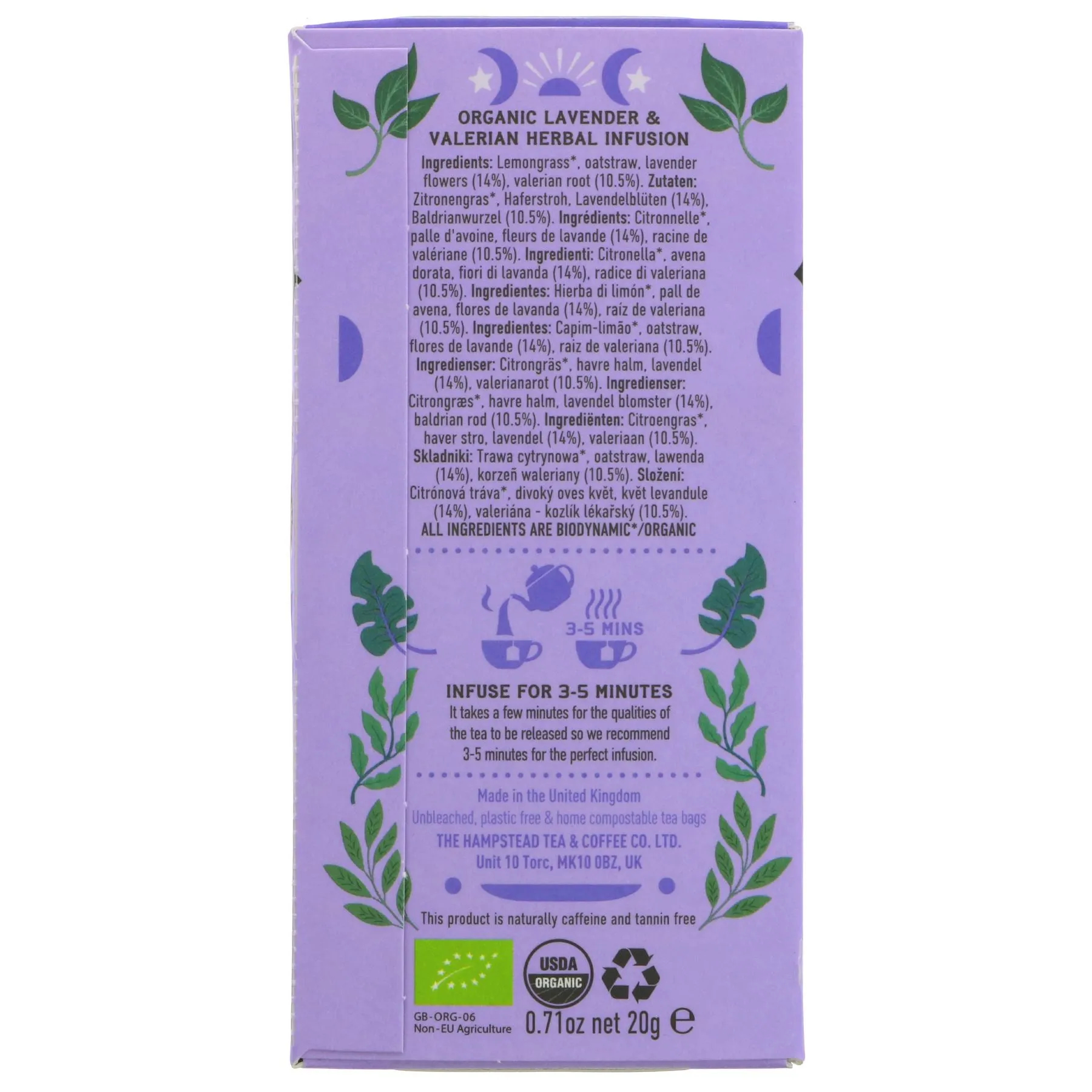 Hampstead Tea | Lavender Valerian - Meditate your spirit | 20 bags
