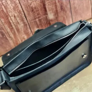 Handcrafted Black Leather Messenger Bag