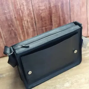 Handcrafted Black Leather Messenger Bag