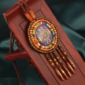 Handmade braided vintage Ethnic leather jewelry necklace for women's