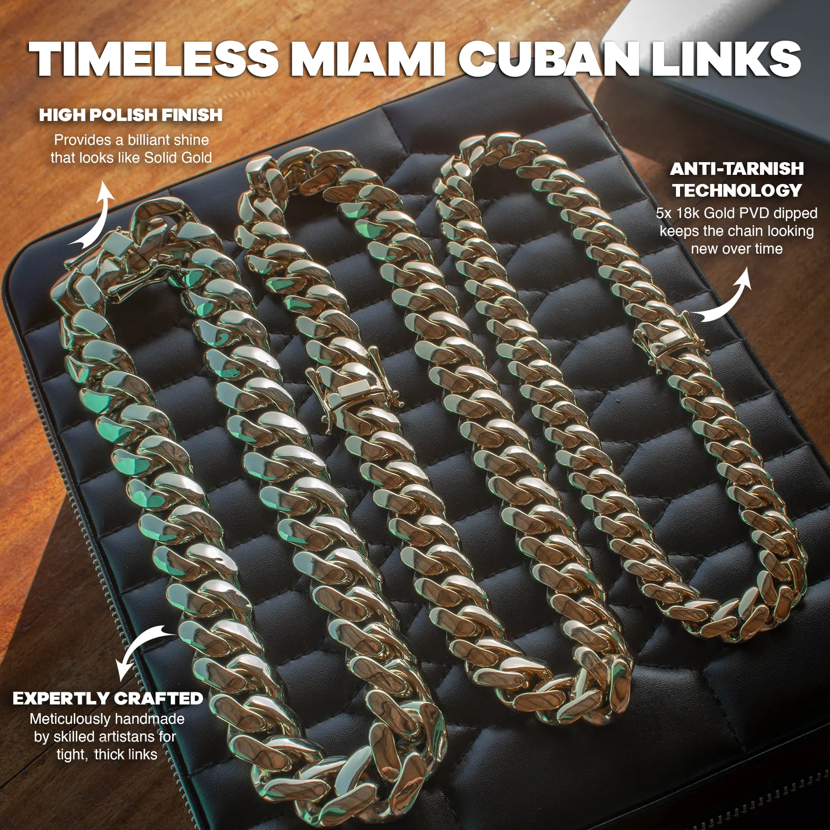 Handmade Miami Cuban Tight Link Chain(14mm, 18mm, 22mm)