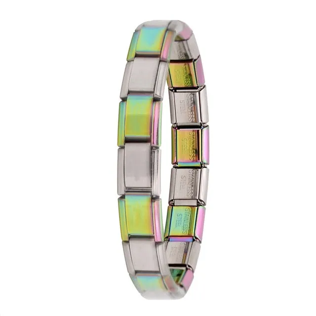Hapiship 2018 Women's Jewelry 9mm Width Itanlian Elastic Charm Bracelet  Fashion  Stainless Steel Bangle ST-