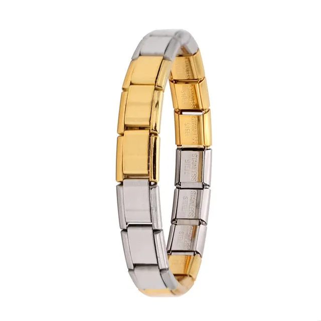 Hapiship 2018 Women's Jewelry 9mm Width Itanlian Elastic Charm Bracelet  Fashion  Stainless Steel Bangle ST-