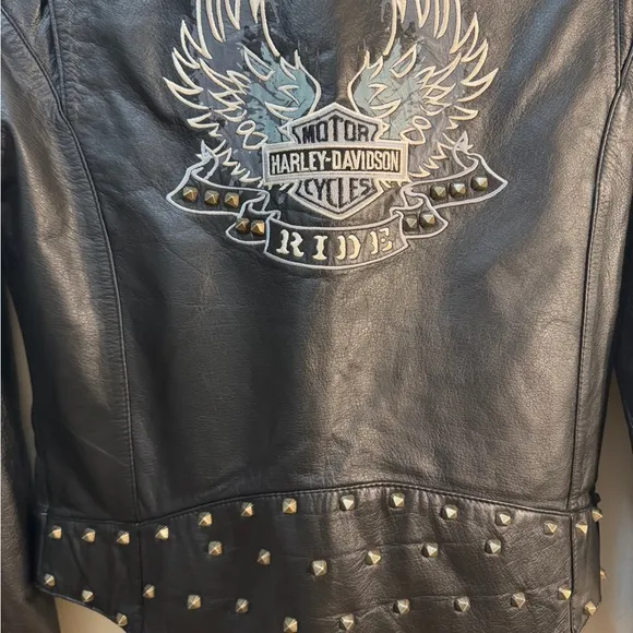 Harley Davidson Studded Leather Moto Jacket Size S