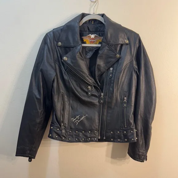 Harley Davidson Studded Leather Moto Jacket Size S