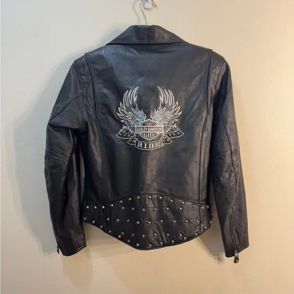 Harley Davidson Studded Leather Moto Jacket Size S