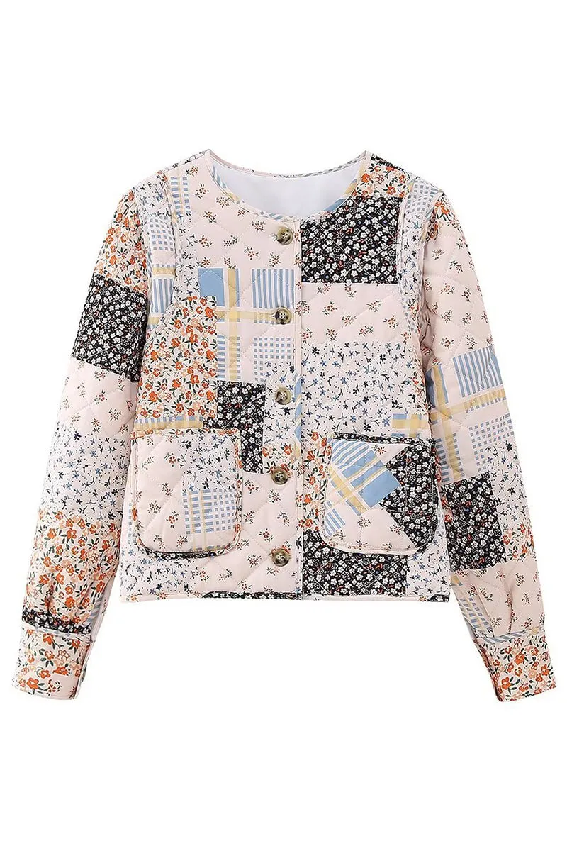 HCR1121 Vintage Patchwork Quilted Jacket Outerwear
