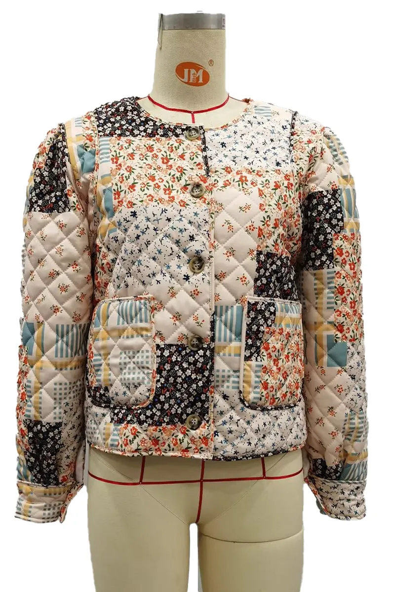 HCR1121 Vintage Patchwork Quilted Jacket Outerwear
