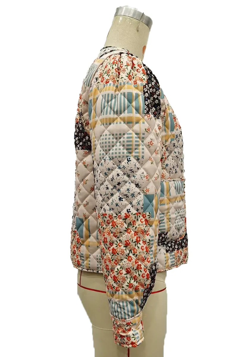 HCR1121 Vintage Patchwork Quilted Jacket Outerwear